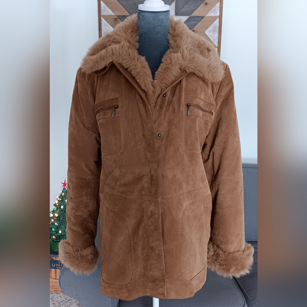 Vintage 90s Y2K Penny Lane Jacket Removable Fur Liner - Picture 7 of 16